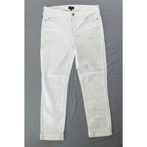 NYDJ Lift/Tuck Leanne Boyfriend Cuffed Stretch Denim Jeans. White, Size 6. EUC!